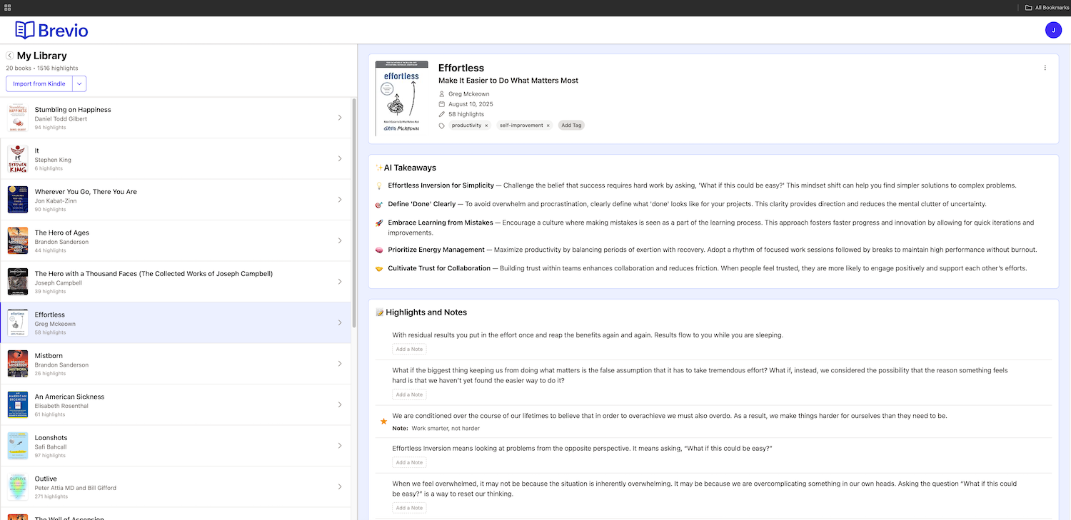 Brevio home page screenshot
